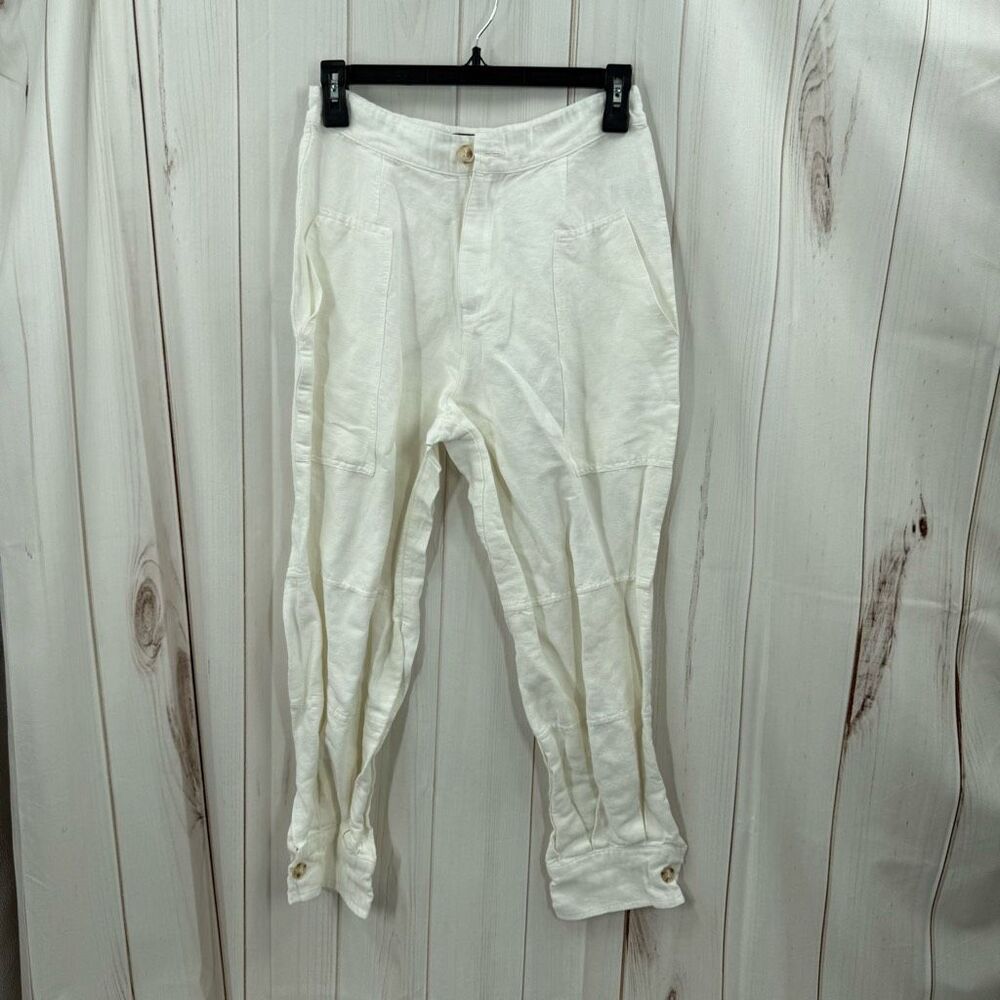 Belulah Women’s Medium Linen Blend White Jogger Ankle Pants